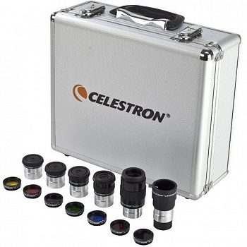 Набор окуляров Celestron 1.25" (5 шт + линза барлоу) и светофильтров (7 шт) в кейсе
